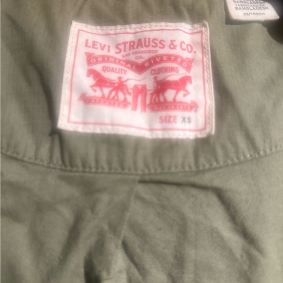 Levis Jacket Womens XS Green Cargo Utility Military Style Zip Snap Hood - Picture 5 of 5